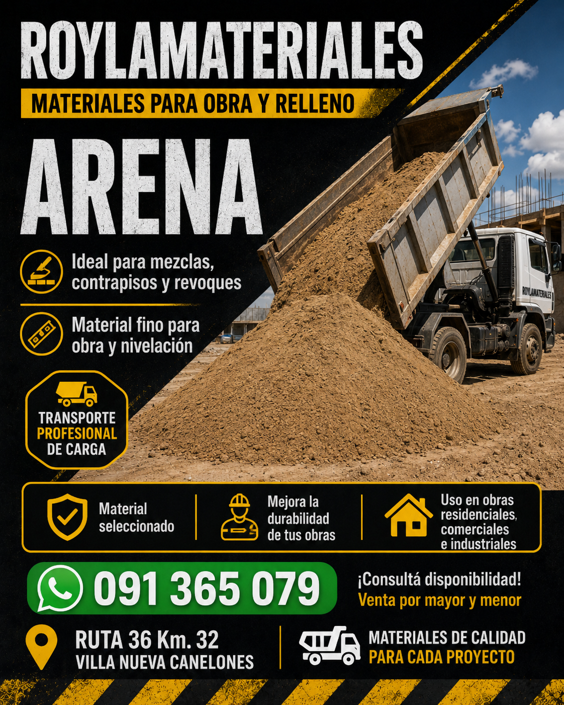 Publicación de ROYLA Materiales sobre arena para obra