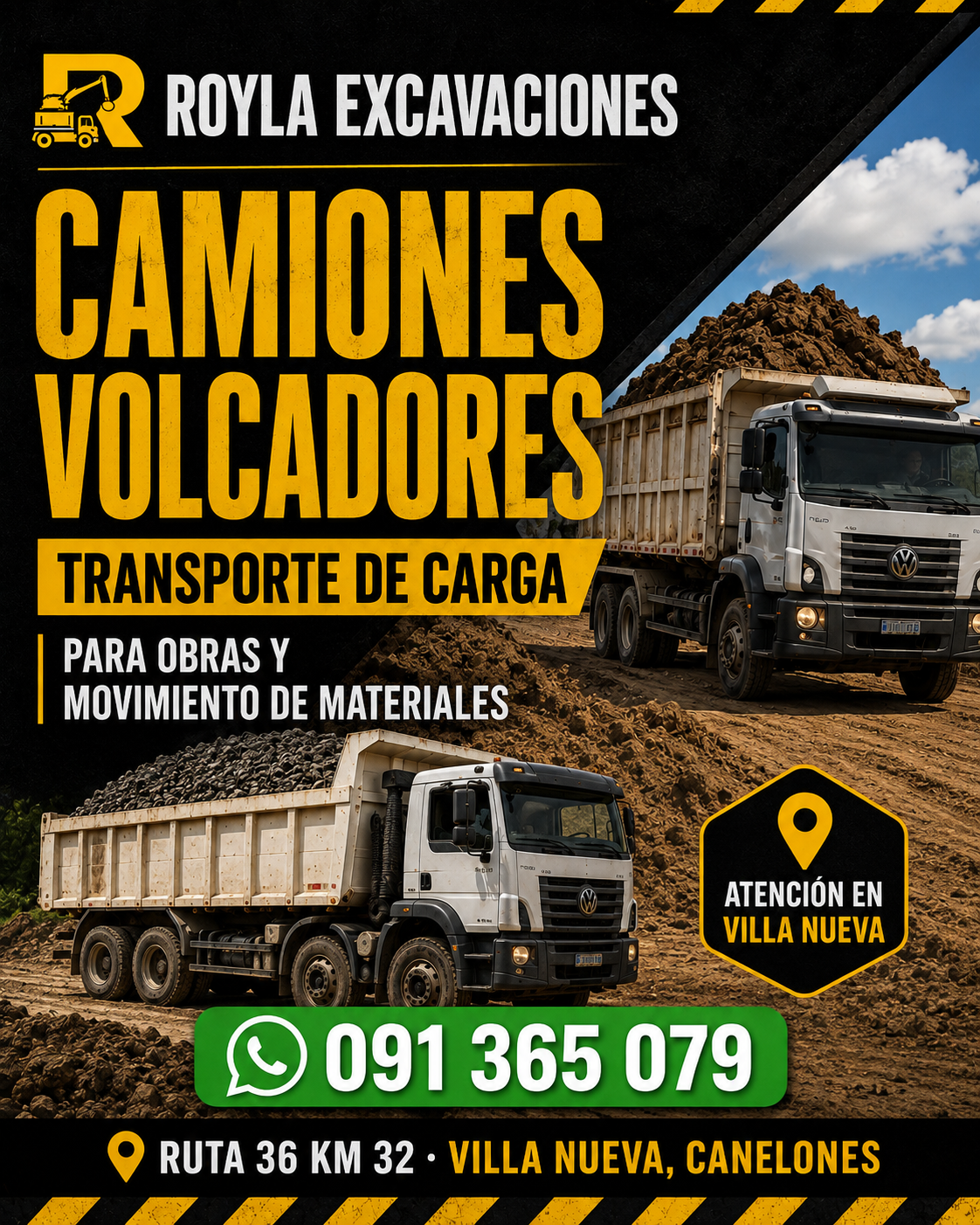 Publicación de ROYLA sobre camiones volcadores y transporte de carga
